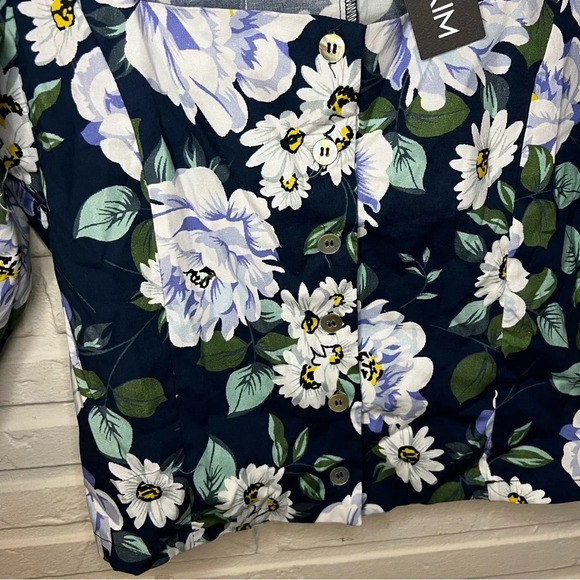 Yumi Kim Blue Floral Puffed Sleeve Square Neck Peasant Top, Women’s Size 0 - Picture 7 of 8